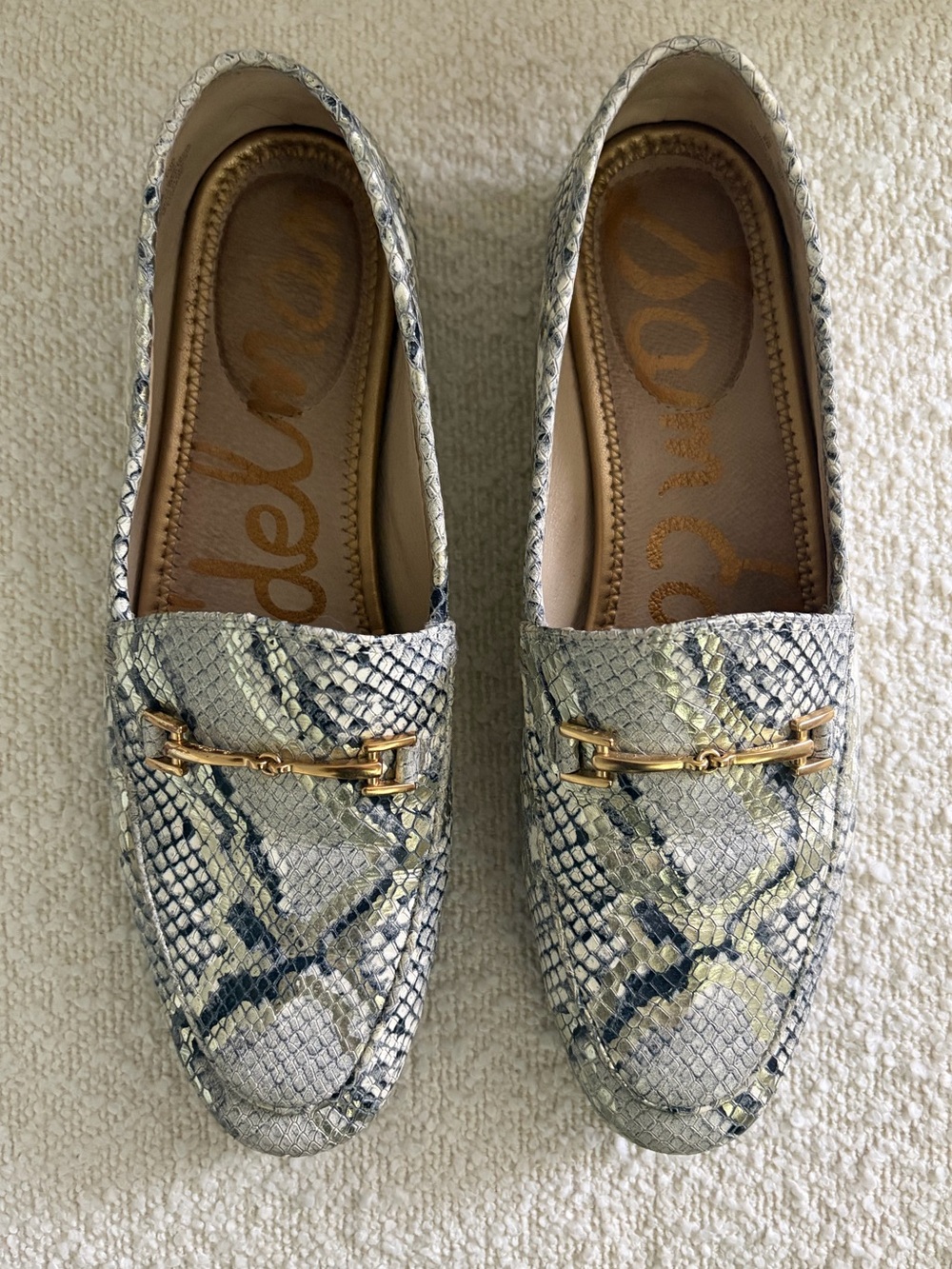 Sam Edelman Loraine Snake Print Leather Bit Loafers size 8